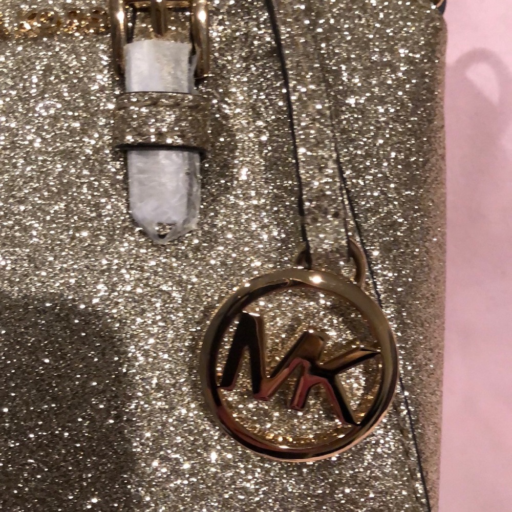 NWT glitter Gold mini Michael Kors crossbody - Picture 2 of 7
